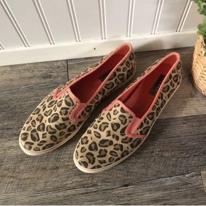 Sperry Leopard Print Slip ons